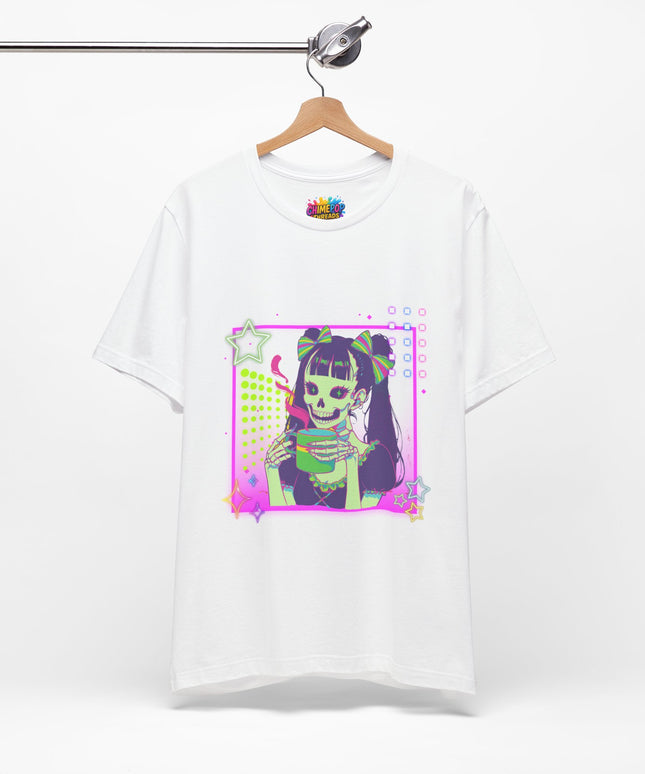 Kawaii Neon Pastel Skeleton Coffee Tee
