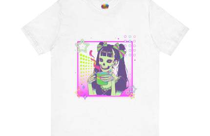 Kawaii Neon Pastel Skeleton Coffee Tee