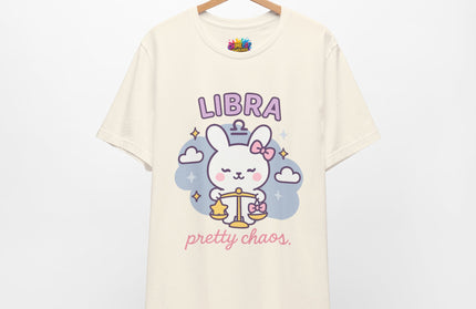LIBRA ZODIAC – PRETTY CHAOS BUNNY VIBE TEE