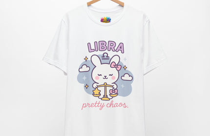 LIBRA ZODIAC – PRETTY CHAOS BUNNY VIBE TEE