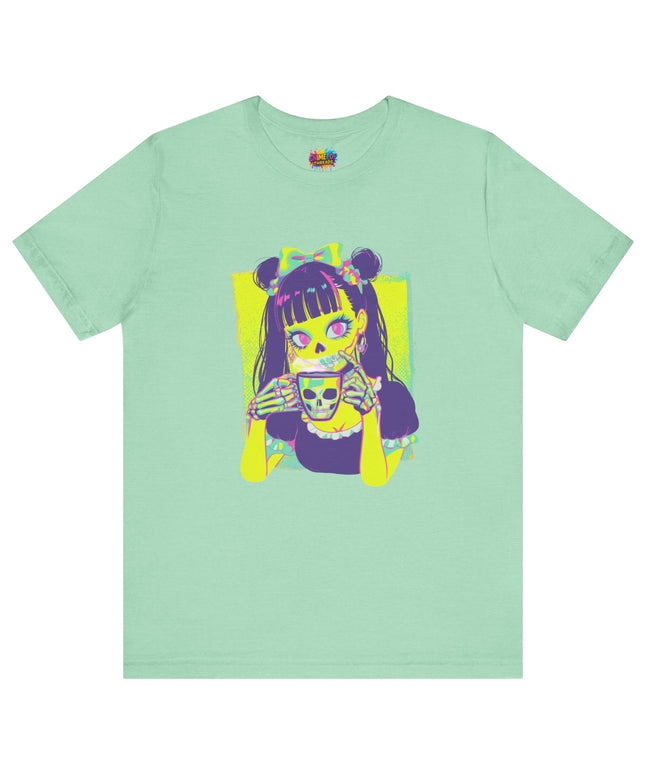 Neon Pastel Gothic Coffee Skeleton Shirt