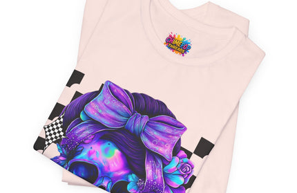 Neon Skull with Bow & Roses Tee
