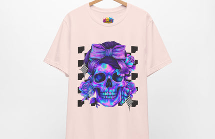 Neon Skull with Bow & Roses Tee
