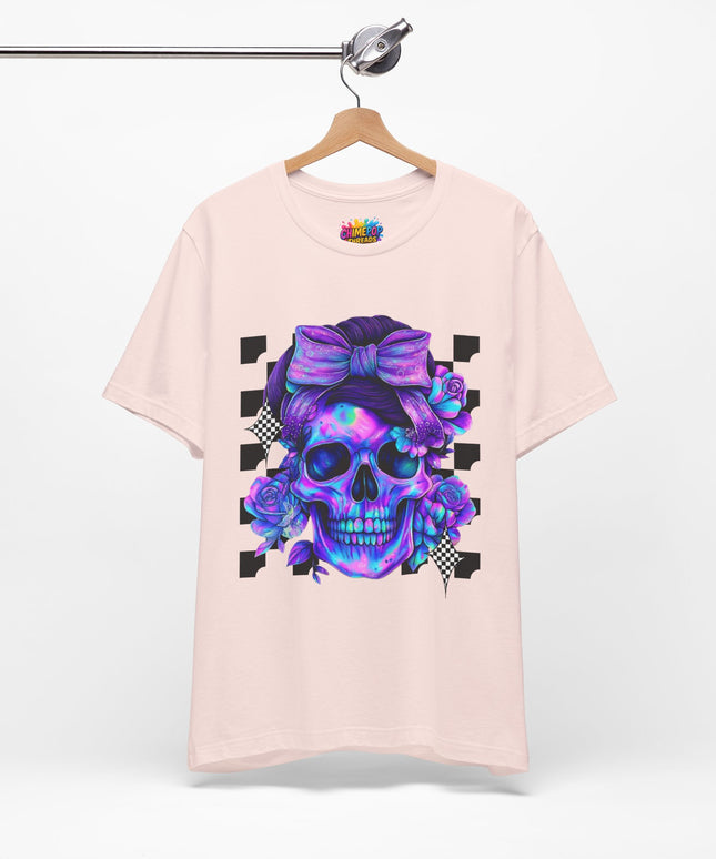 Neon Skull with Bow & Roses Tee