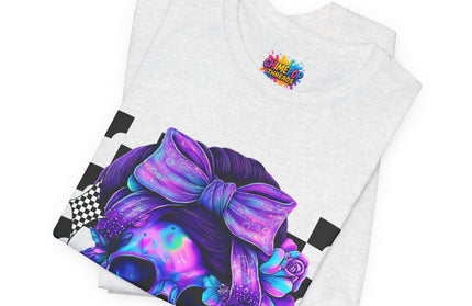 Neon Skull with Bow & Roses Tee