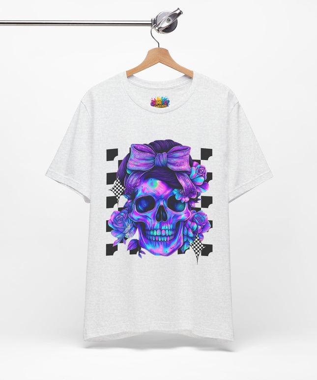 Neon Skull with Bow & Roses Tee