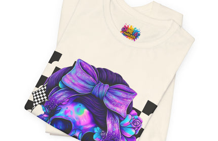 Neon Skull with Bow & Roses Tee