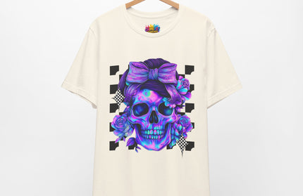 Neon Skull with Bow & Roses Tee