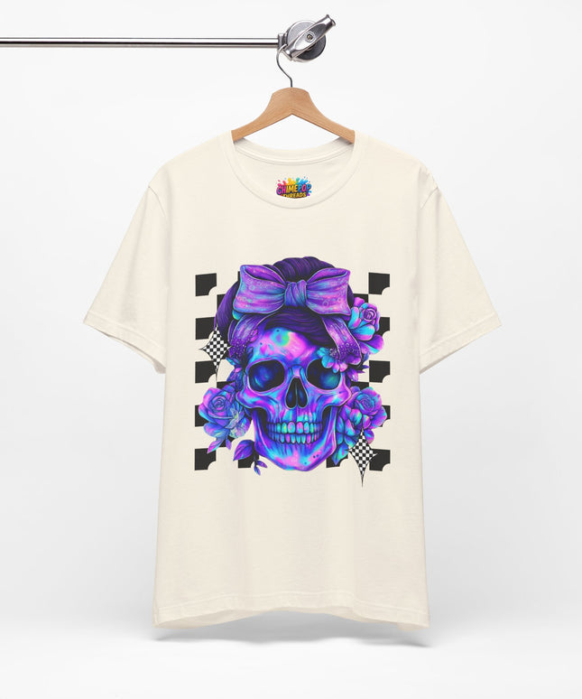 Neon Skull with Bow & Roses Tee