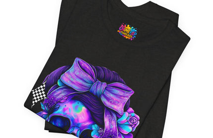 Neon Skull with Bow & Roses Tee