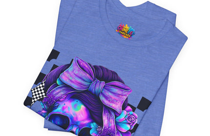 Neon Skull with Bow & Roses Tee