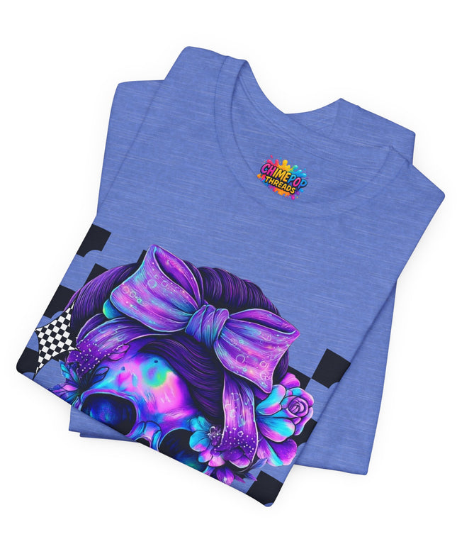 Neon Skull with Bow & Roses Tee