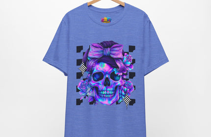 Neon Skull with Bow & Roses Tee