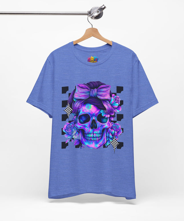 Neon Skull with Bow & Roses Tee