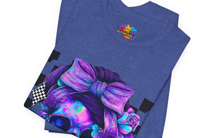 Neon Skull with Bow & Roses Tee