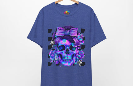 Neon Skull with Bow & Roses Tee