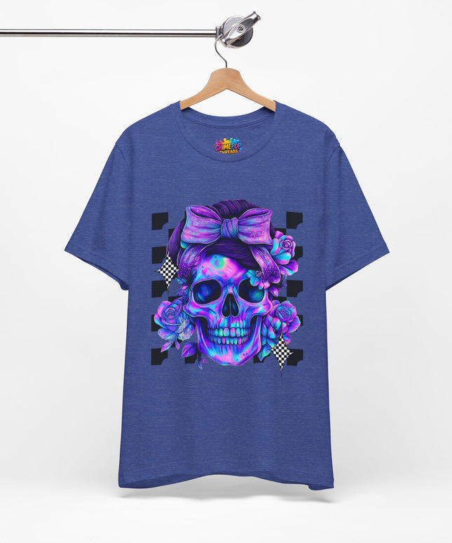 Neon Skull with Bow & Roses Tee
