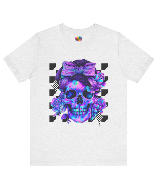 Neon Skull with Bow & Roses Tee