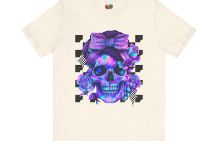 Neon Skull with Bow & Roses Tee
