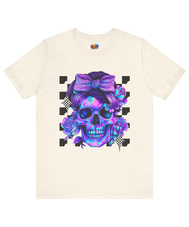 Neon Skull with Bow & Roses Tee