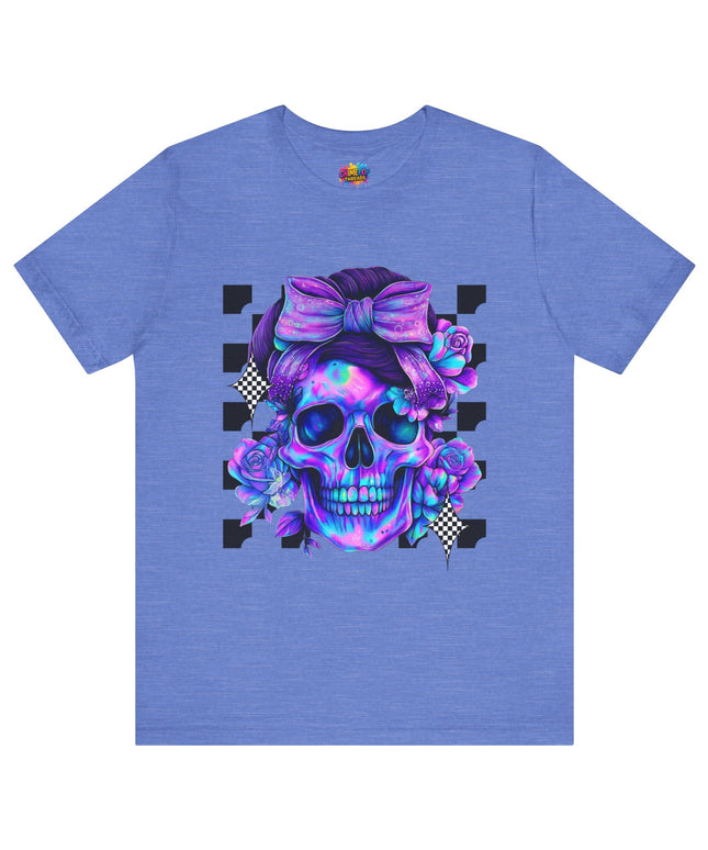 Neon Skull with Bow & Roses Tee