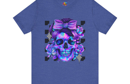Neon Skull with Bow & Roses Tee