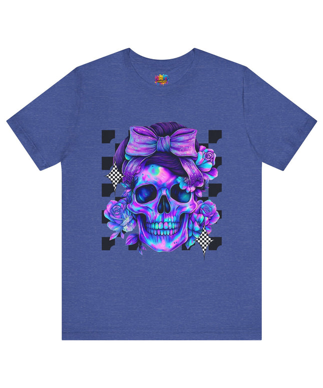 Neon Skull with Bow & Roses Tee