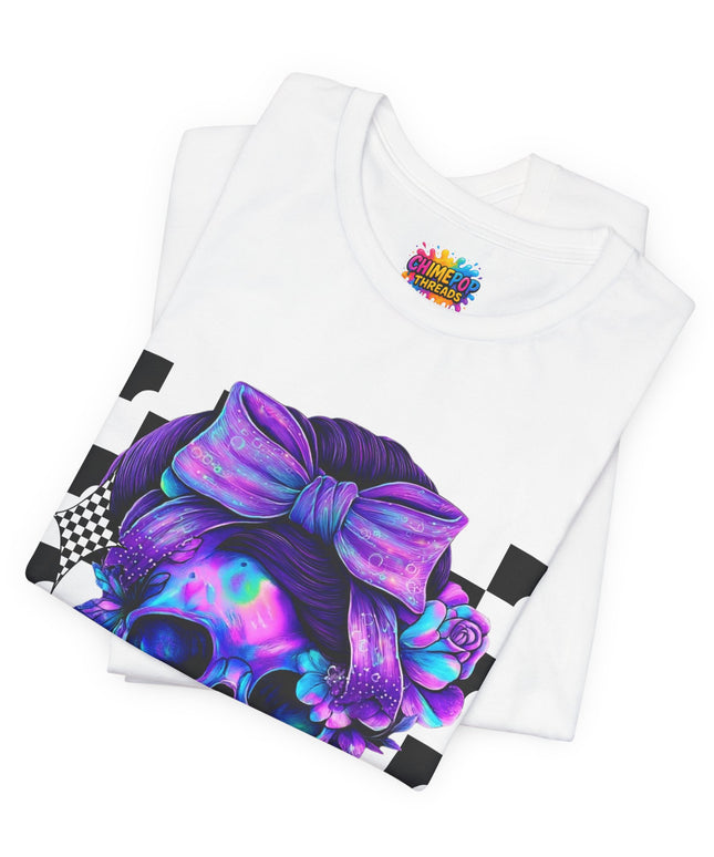 Neon Skull with Bow & Roses Tee
