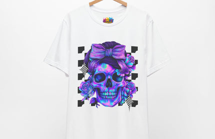 Neon Skull with Bow & Roses Tee