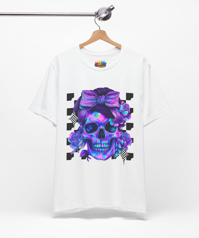 Neon Skull with Bow & Roses Tee