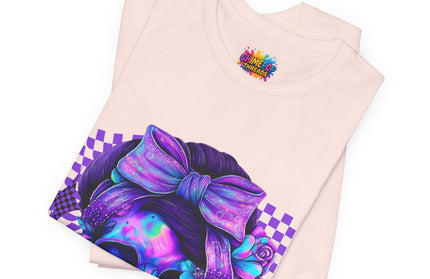 Neon Skull with Bow and Purple Glow Tee