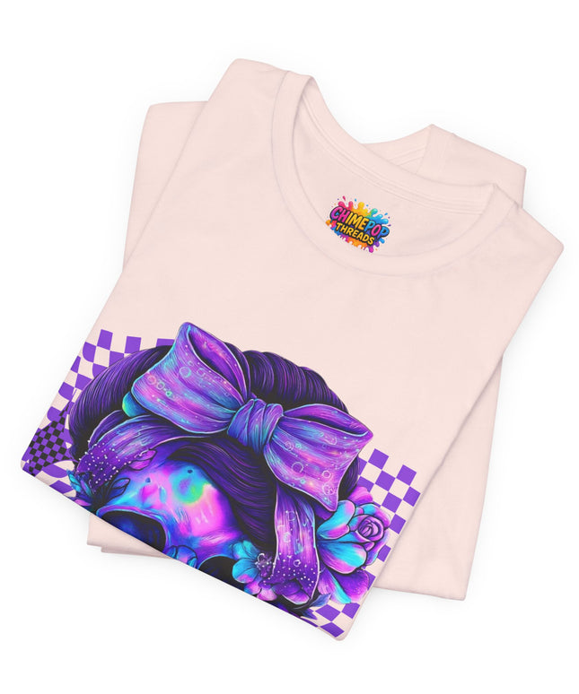 Neon Skull with Bow and Purple Glow Tee