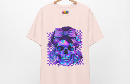 Neon Skull with Bow and Purple Glow Tee
