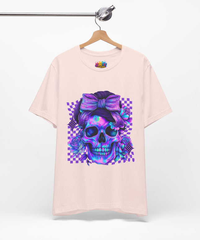 Neon Skull with Bow and Purple Glow Tee