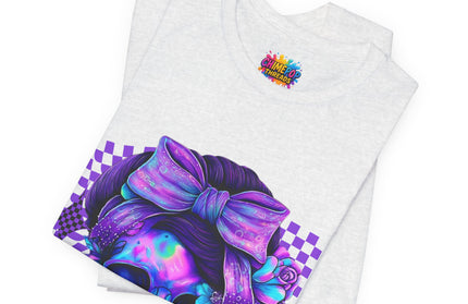Neon Skull with Bow and Purple Glow Tee