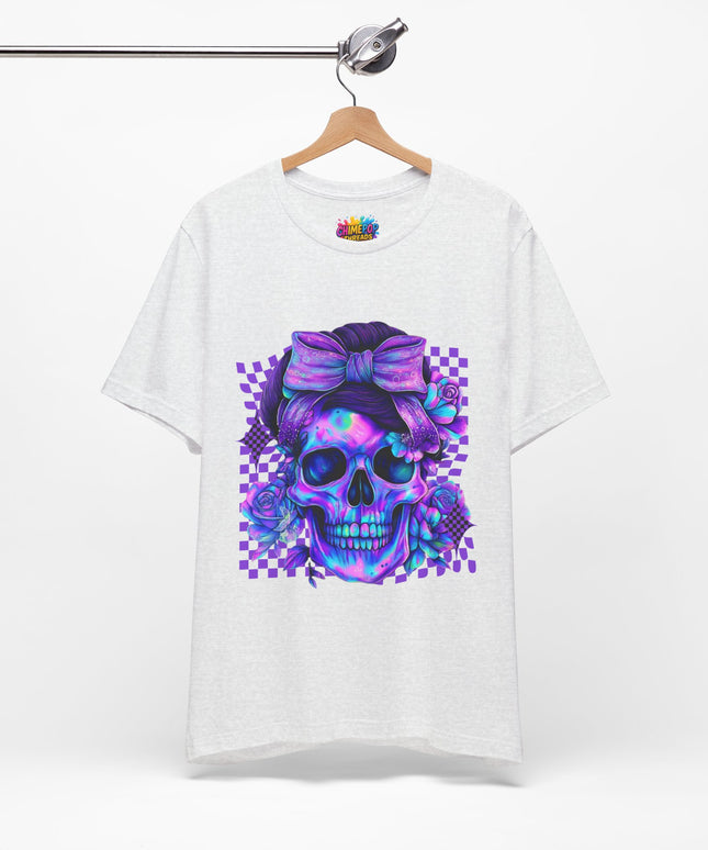 Neon Skull with Bow and Purple Glow Tee