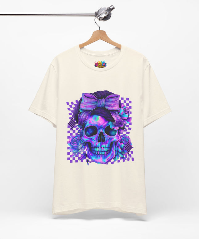 Neon Skull with Bow and Purple Glow Tee