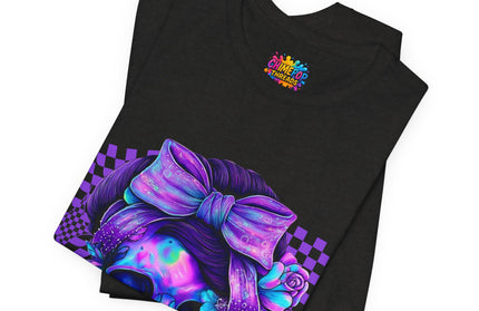 Neon Skull with Bow and Purple Glow Tee