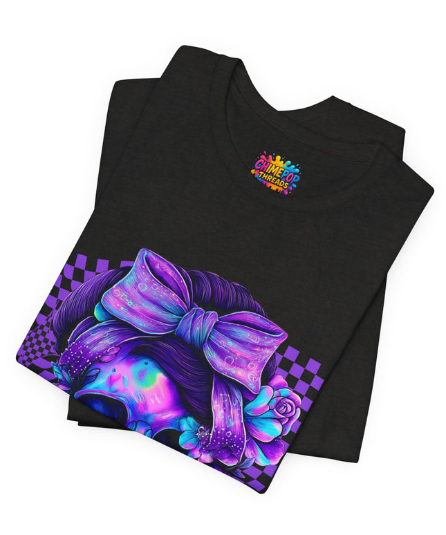 Neon Skull with Bow and Purple Glow Tee
