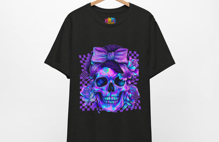 Neon Skull with Bow and Purple Glow Tee