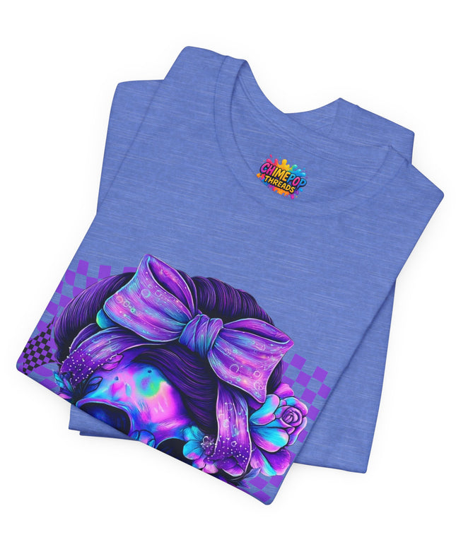 Neon Skull with Bow and Purple Glow Tee