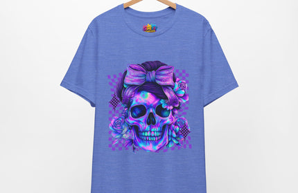 Neon Skull with Bow and Purple Glow Tee