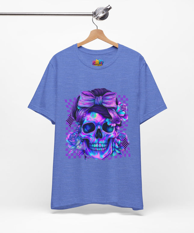 Neon Skull with Bow and Purple Glow Tee