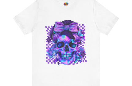 Neon Skull with Bow and Purple Glow Tee