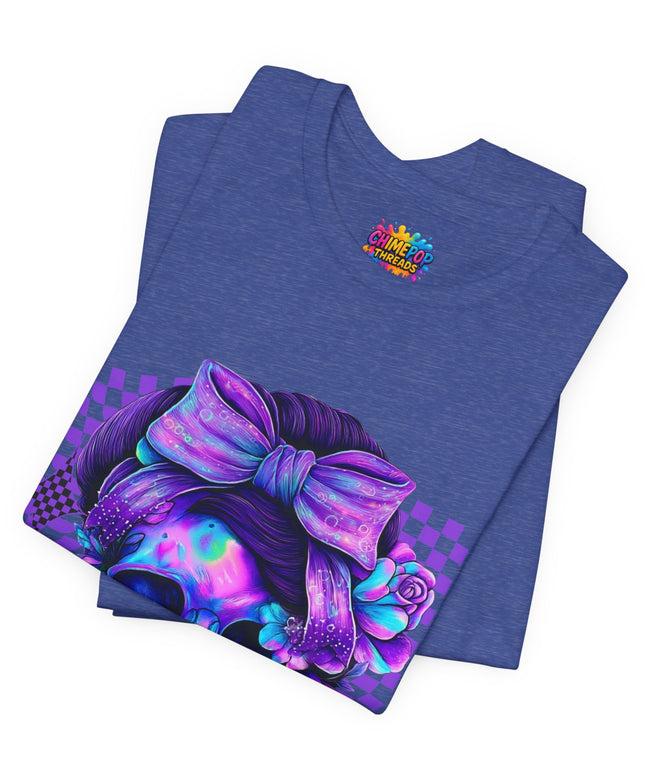 Neon Skull with Bow and Purple Glow Tee