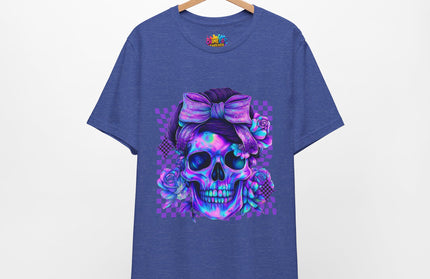 Neon Skull with Bow and Purple Glow Tee