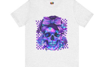 Neon Skull with Bow and Purple Glow Tee