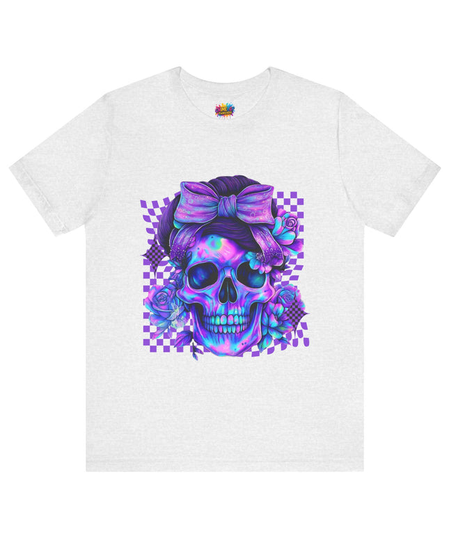 Neon Skull with Bow and Purple Glow Tee