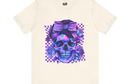 Neon Skull with Bow and Purple Glow Tee