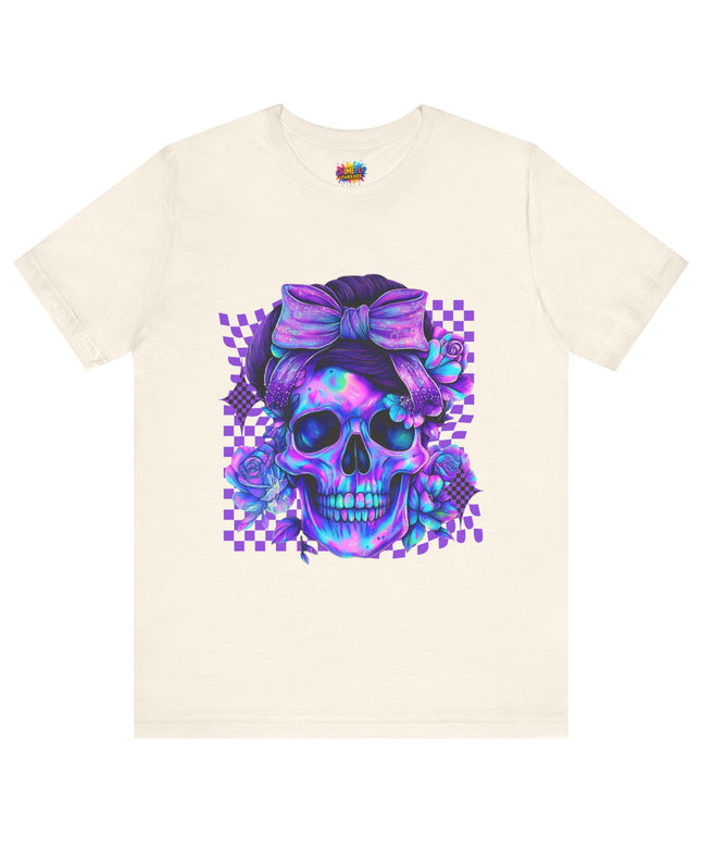 Neon Skull with Bow and Purple Glow Tee